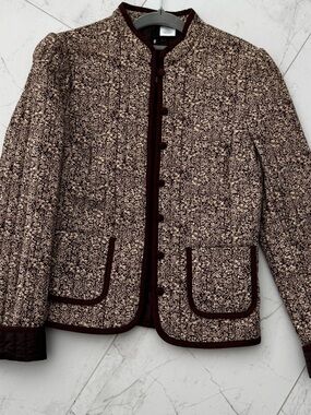 H&M Vintage Quilted Brown Jacket. Size 8